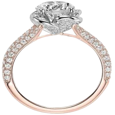 Nhẫn Bạc Hồng Ý Đính Kim Cương Moissanite 6 Ly-Đính Kim Cương Moissanite 12 ly