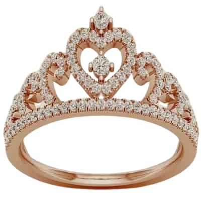 Nhẫn Vàng Hồng Tinh Tế Hình Vương Miện – Nữ Hoàng Phong Cách